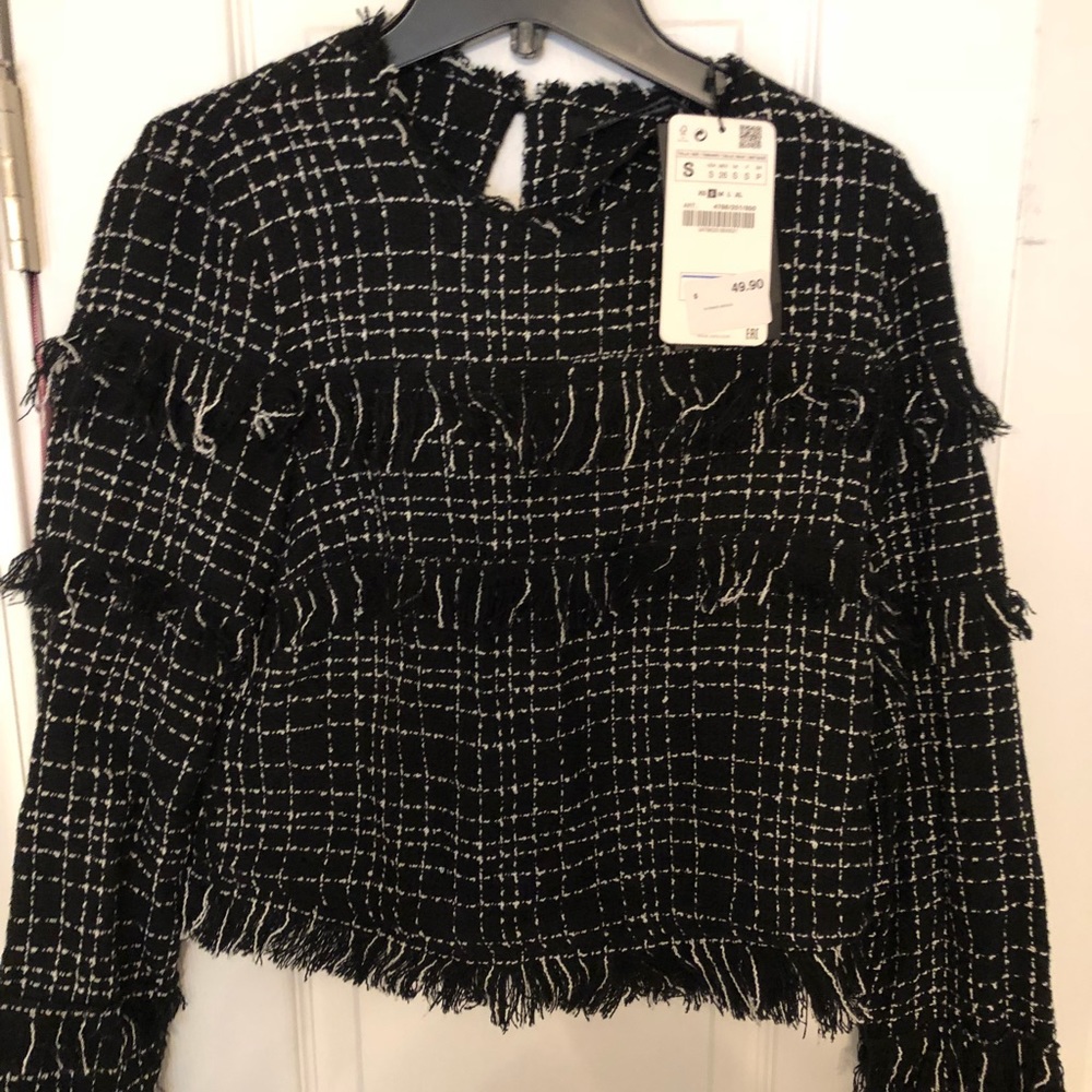 NWT Zara tweed cropped shirt S